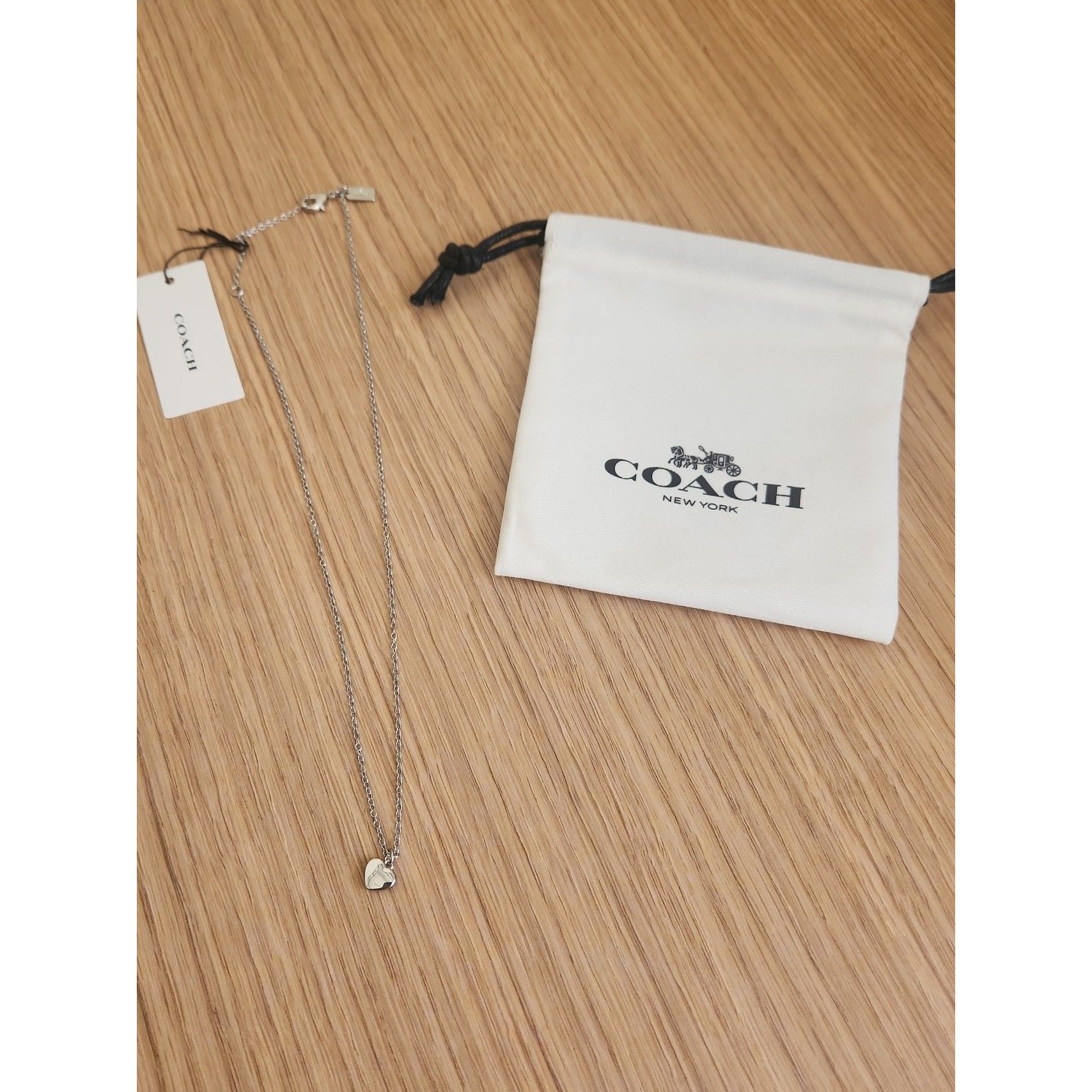 Coach Silver-Toned Necklace W Heart-Shaped Pendant Nwt 30$